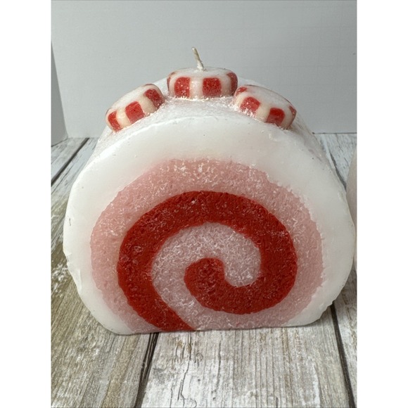 2Threshold Candle Figural Christmas Peppermint Candy Rolls Winter Glitter Dusted - Picture 8 of 12
